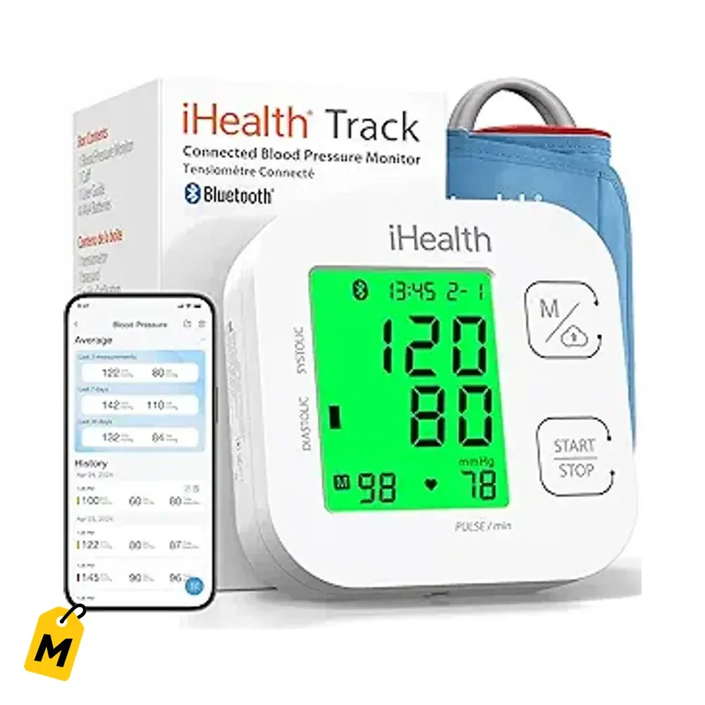 Monitor de Presion iHealth Track Smart pa Brazo Bluetooth, Manguito Ancho, iOS y Android