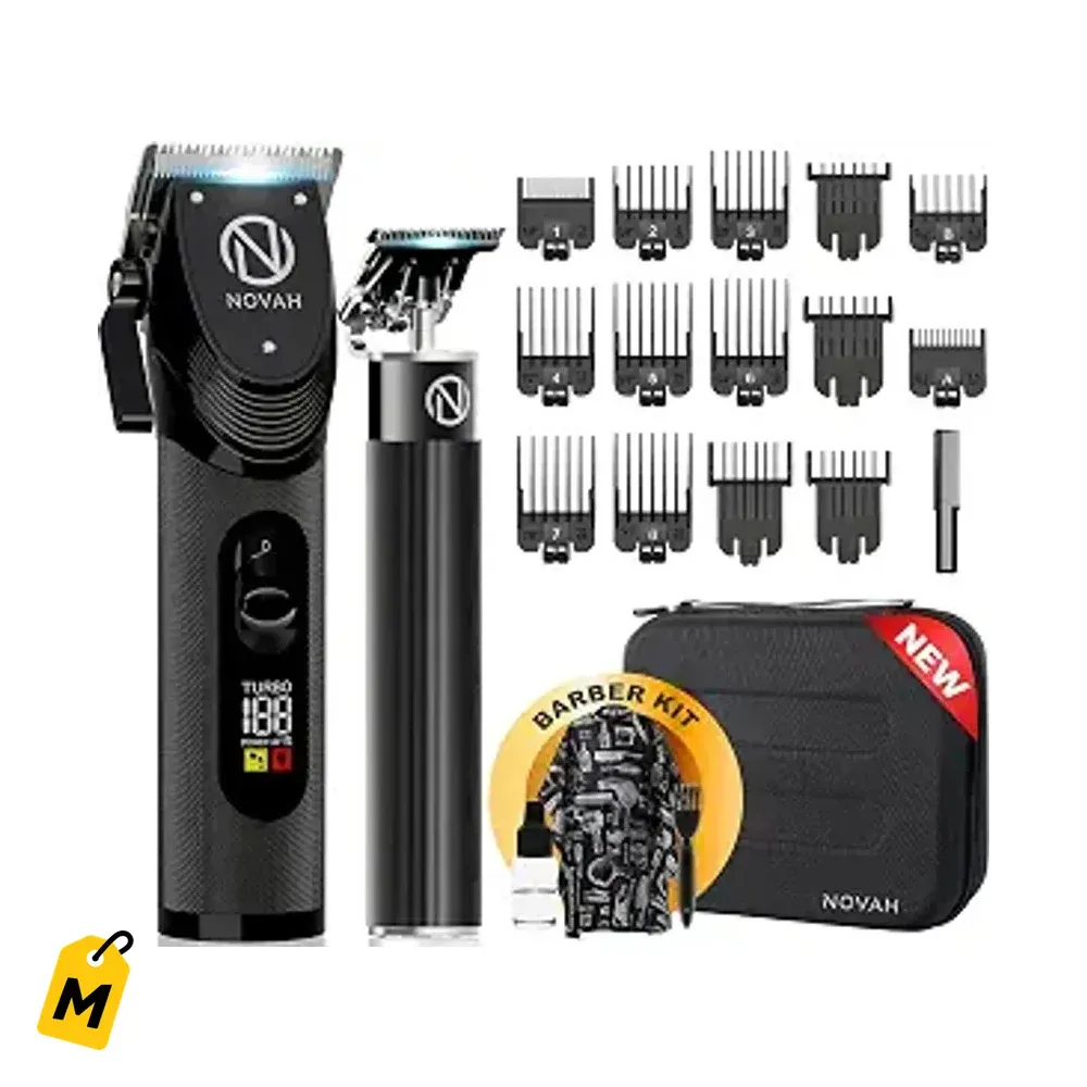 Novah Maquina de Pelo Profesional Inalambrica Kit Barbero Fade