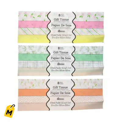 Papel de Seda de Colores y Estampados Pa Regalos 8 Hojas Paquete