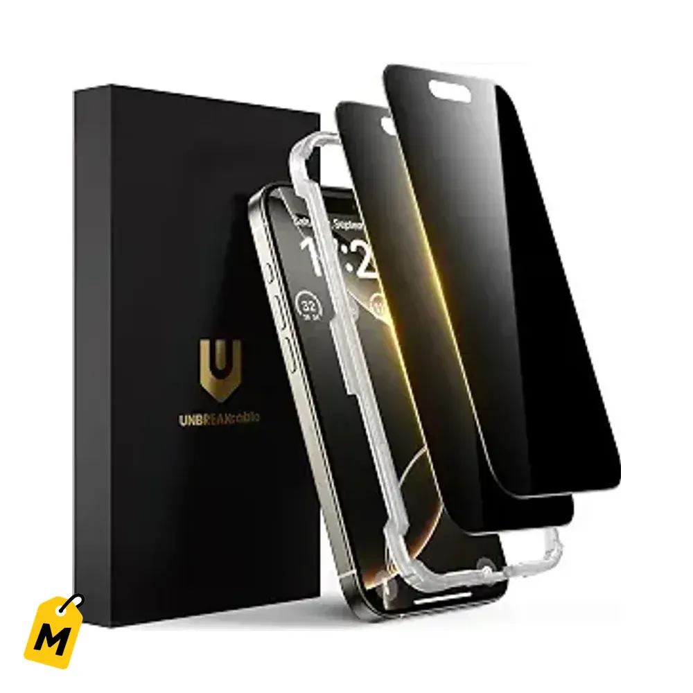 Protector de Pantalla Privacidad iPhone 16 Pro Max (2) - Anti-Espia, Dureza 9H, Facil de P