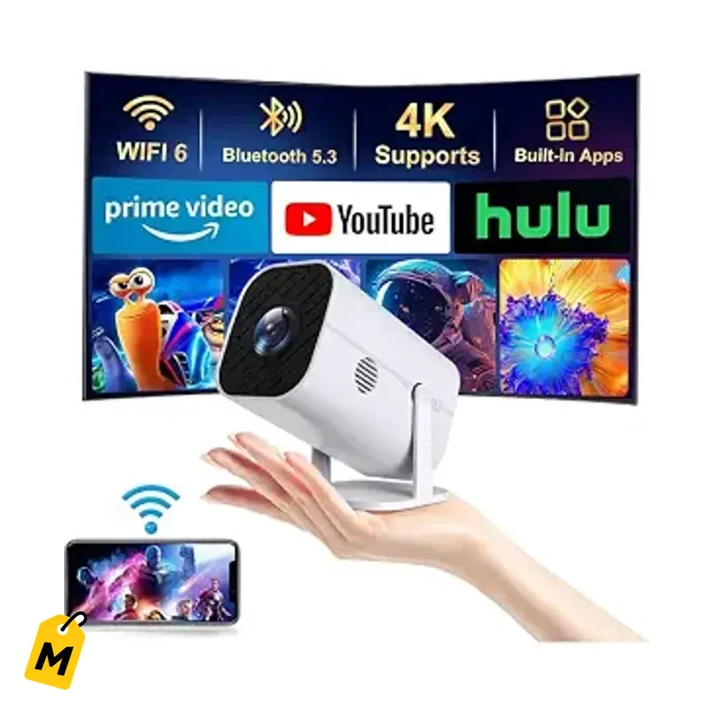 Proyector Mini Portatil Wifi Bluetooth Apps Integradas Full HD Pa Tu Casa