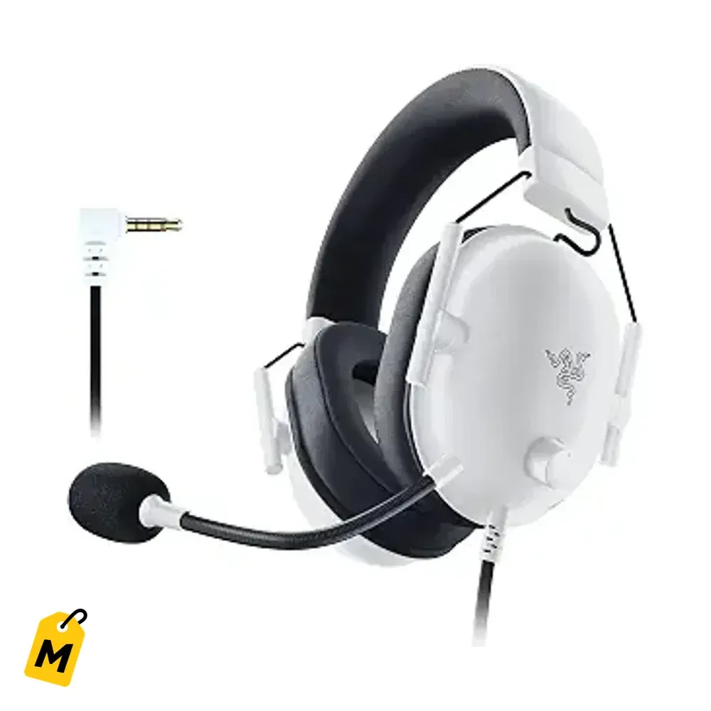 Razer BlackShark V2 X Audifonos Gaming Blancos: Sonido 7.1, Drivers 50mm, Pa PC, PS5, Swit