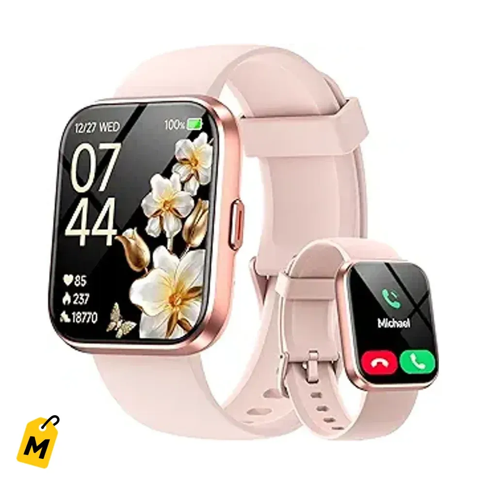 Reloj Inteligente Mujer HD 1.85 Llama Recibe Compatible iPhone Android Ritmo Cardiaco 3ATM