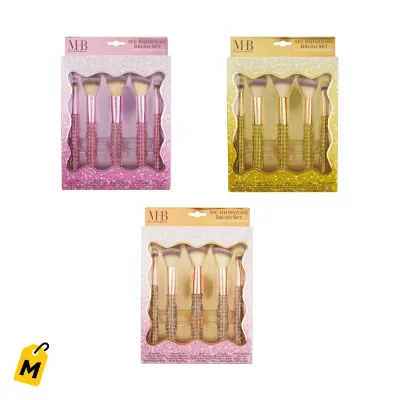 Set de Brochas Must Have Beauty con Brillitos 5pc Pa Maquillarte Jevi