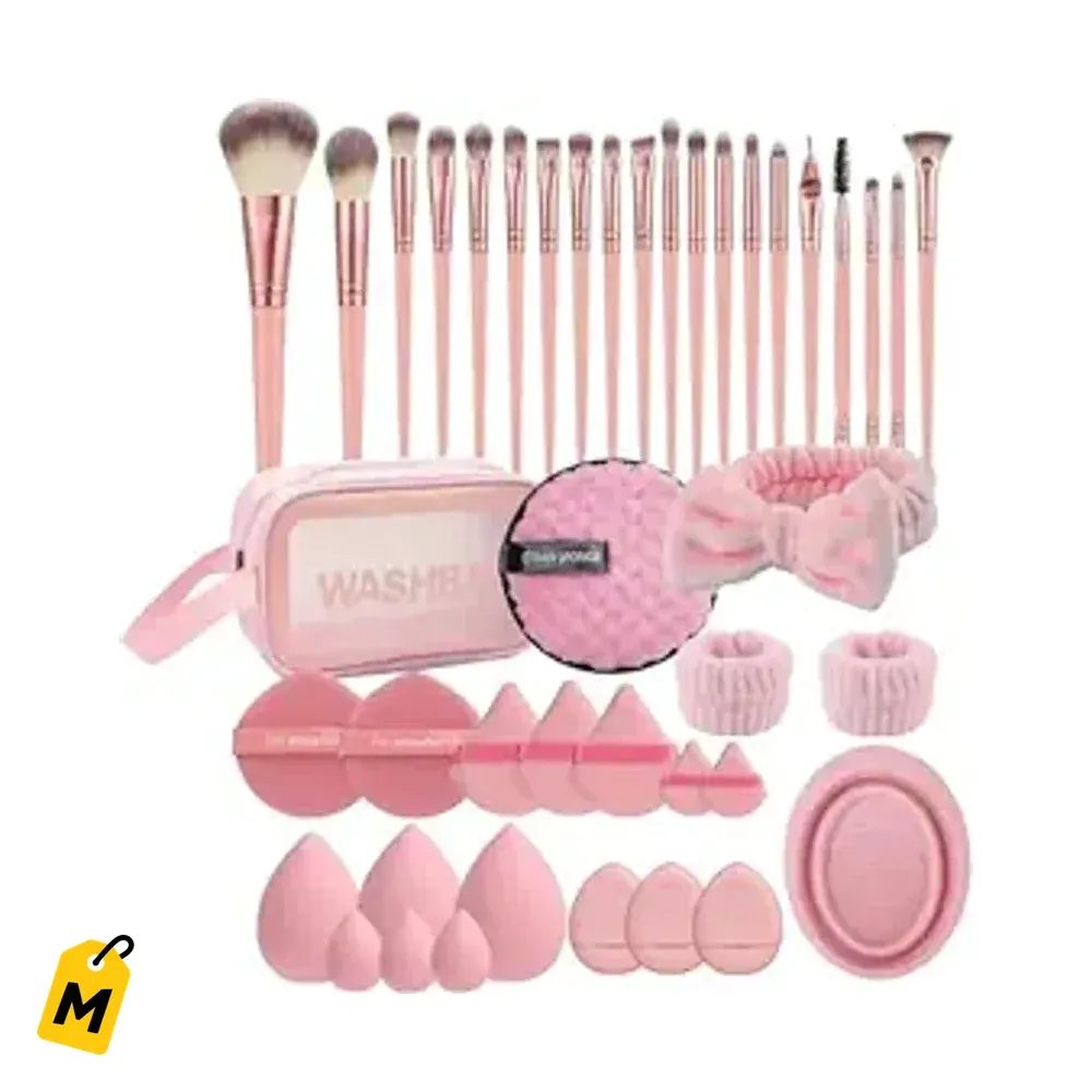 Set Maquillaje Profesional HIUZAR 42 Pzas Brochas Esponjas y Accesorios Top