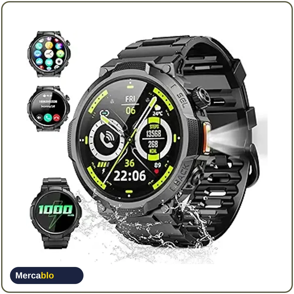 Soudorv S50 Reloj Inteligente pa Hombres - HD, 50 Dias Bateria, Linterna, 110+ Deportes