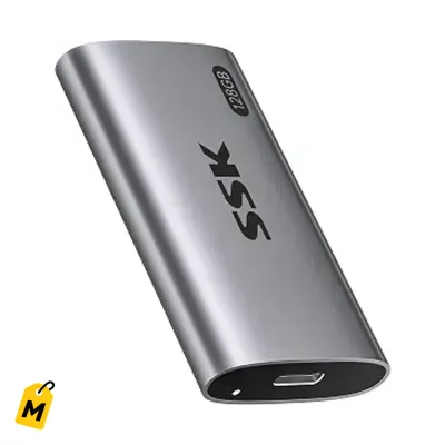 SSK SSD Portatil 128GB - Velocidad 550MB/s - USB 3.2 Gen2 - Pa' la calle