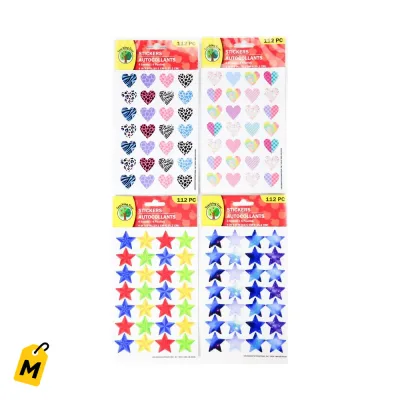 Pegatinas Corazones Arcoiris, 112 Unidades