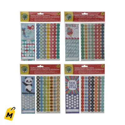 Stickers de Premio pa Ninos con Tabla, Disenos Variados, 14 Unidades