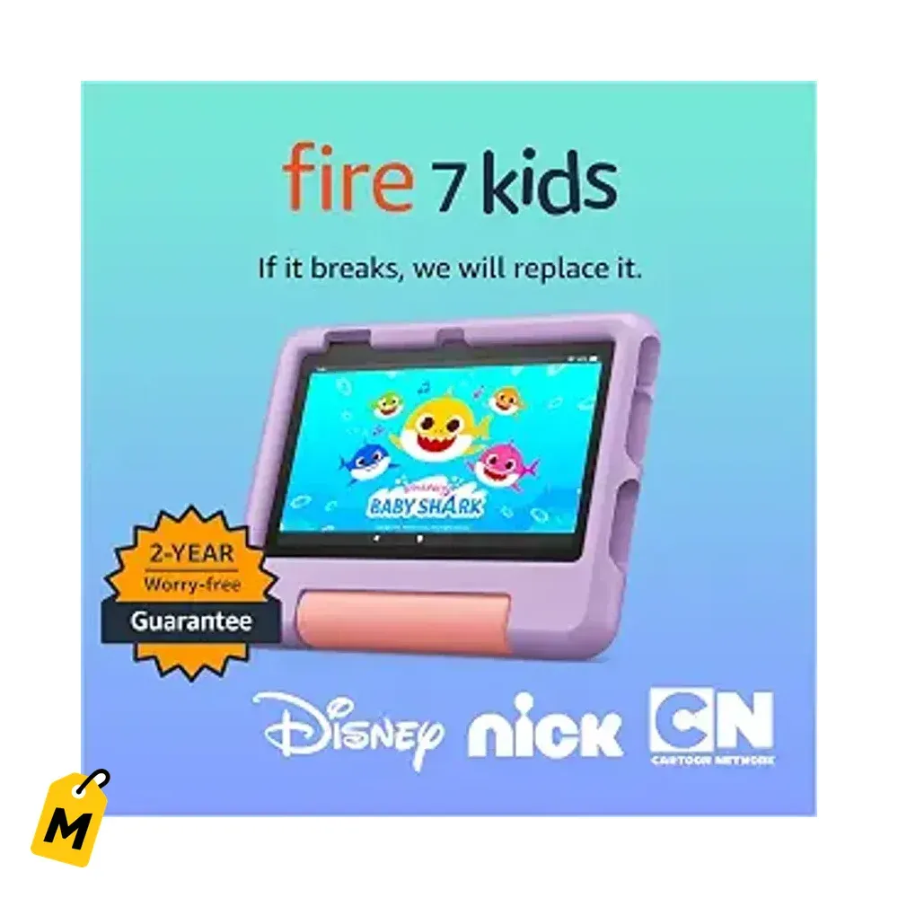 Tablet Amazon Fire 7 Kids (nuevo) para ninos 3-7. Con contenido, control parental, 10h bat