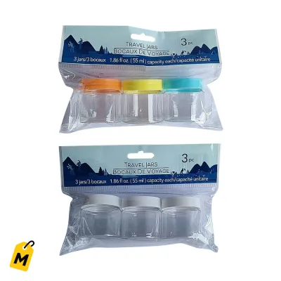 Potecitos de Viaje de Plastico 3-pk - Pa Tus Cosmeticos y Mas sin Reguero