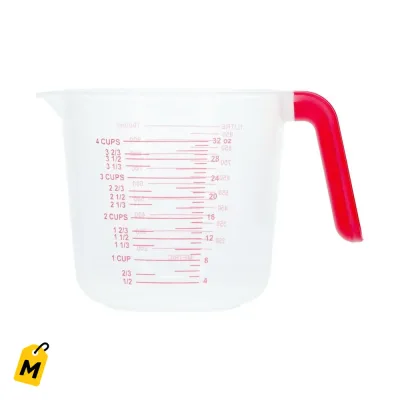 Taza Medidora Grande de Plastico Transparente 4 Tazas para tu Cocina
