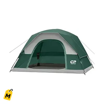 Tienda Camping CAMPROS CP 4 Personas Impermeable Viento Facil Montaje Ventanas Grandes