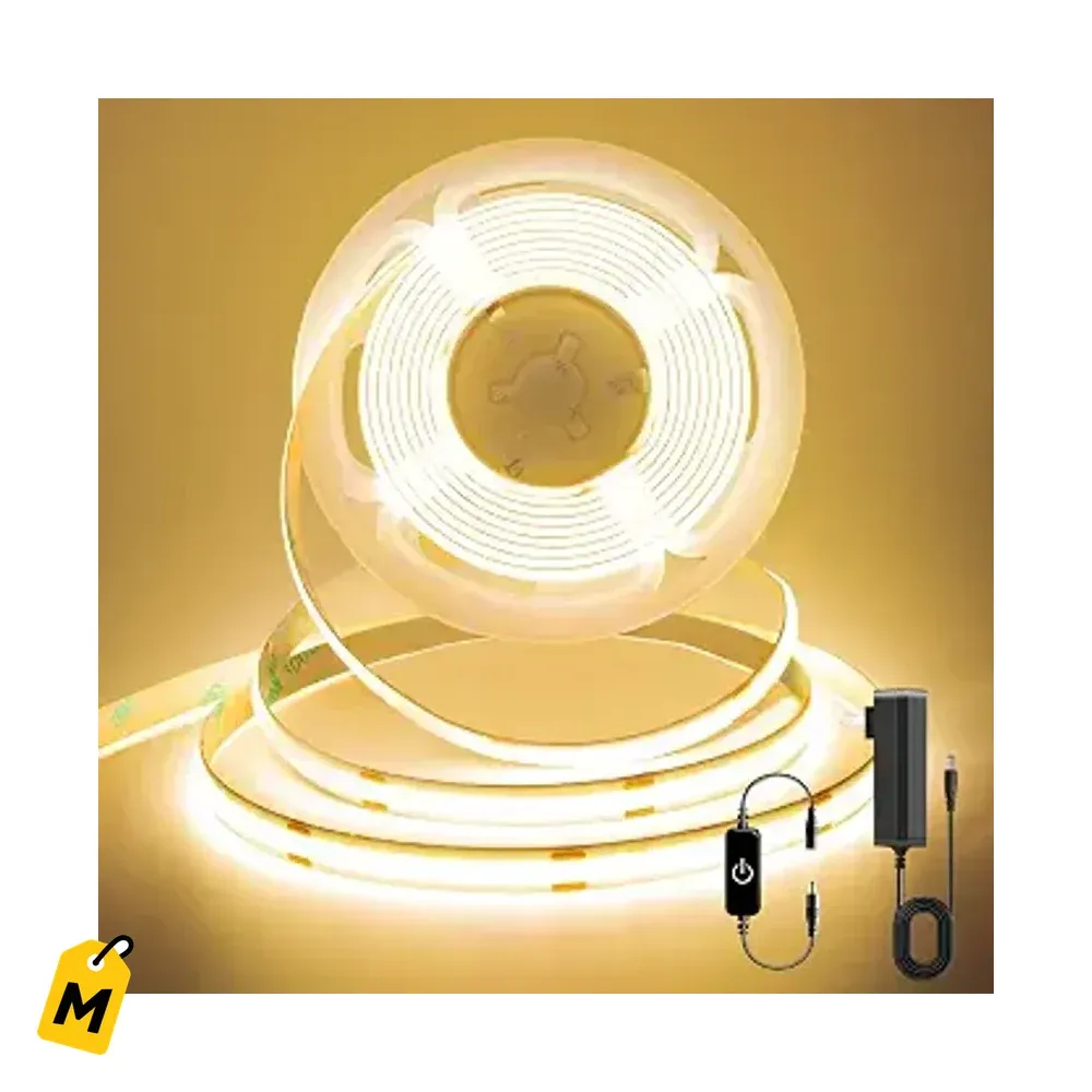 Tira LED COB Pandery 3M Dimmable, Luz Calida Sin Sombras, CRI90+, 24V