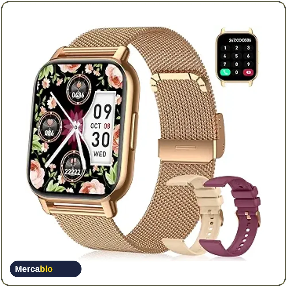 TitanSync Smart Watch Fitness Monitor Corazon SpO2 110 Deportes IPX8 3 Correas