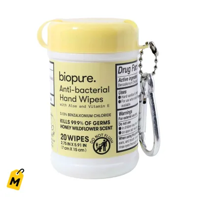 Toallitas Biopure Antibacteriales Aloe y Vitamina E - Pack de 20