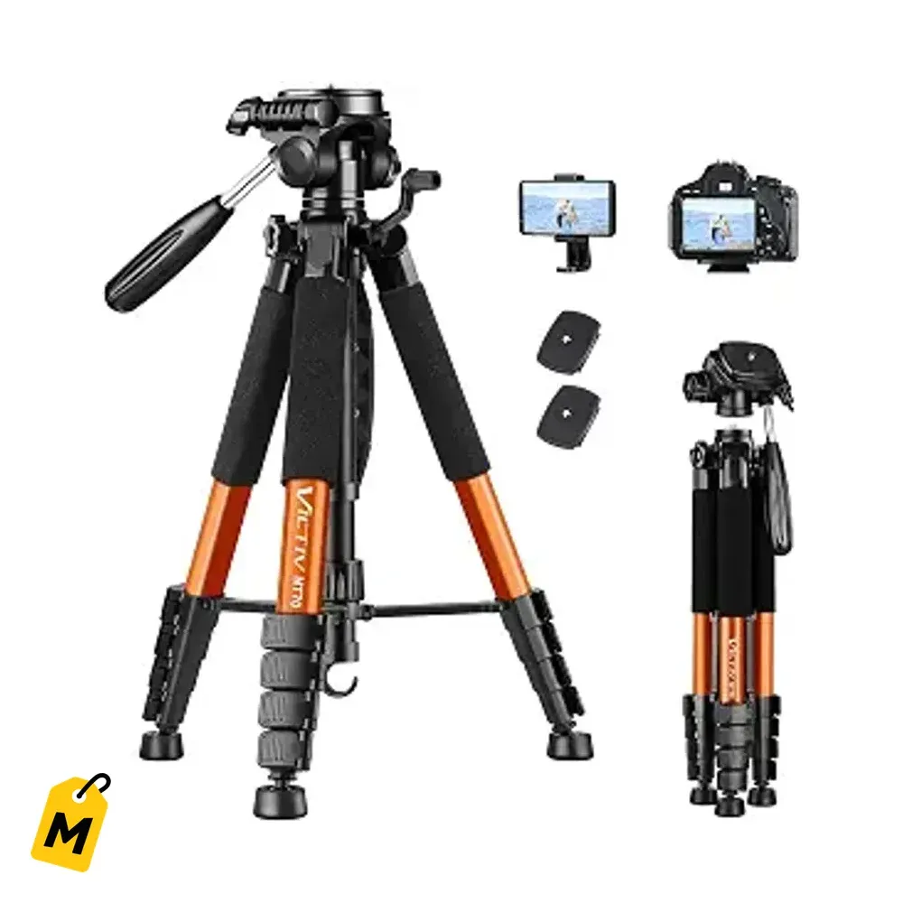 Tripode Victiv 74 Pulgadas Profesional para Camara y Celular Aluminio Resistente