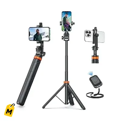 Tripode EUCOS 62in 3 en 1 para Celular y Selfie Stick con Control