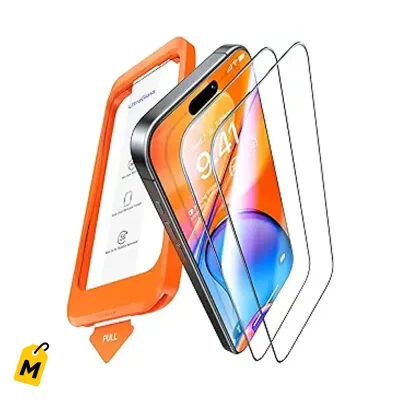 UltraGlass 9H+ Anti-Rotura pa iPhone 15 Pro Max - Protector de Pantalla (2 Unds)