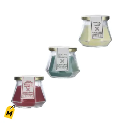 Velas Aromaticas de Cristal Geometrico, 3 oz