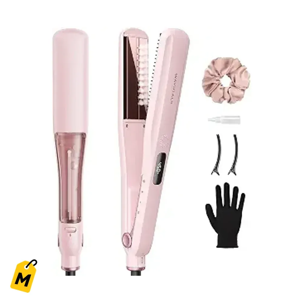 Wavytalk Plancha Vapor Rosa | Peine Removible, 5 Temps, Nano Titanio, Adios Frizz