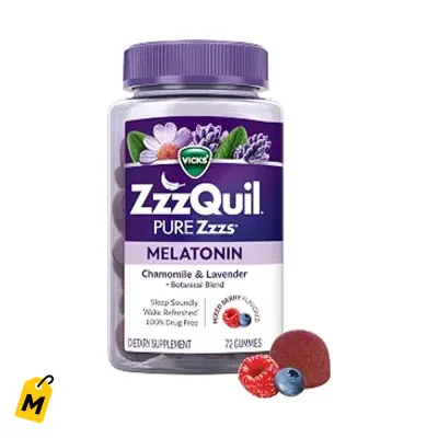 ZzzQuil Pure Zzzs Gomitas Melatonina 2mg Pa Dormir Relajao Sabor Vainilla y Frutos Rojos